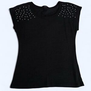 Chic Black Studded Women's Tee